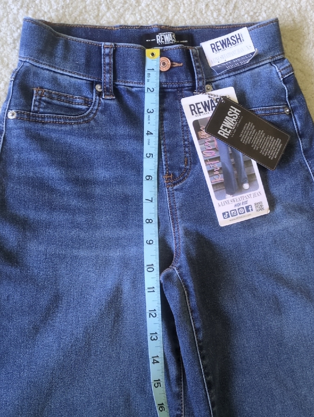 Rewash Wide Leg Jeans in Dark Blue Denim (Refer To Measurements In Pictures) - Picture 6 of 9